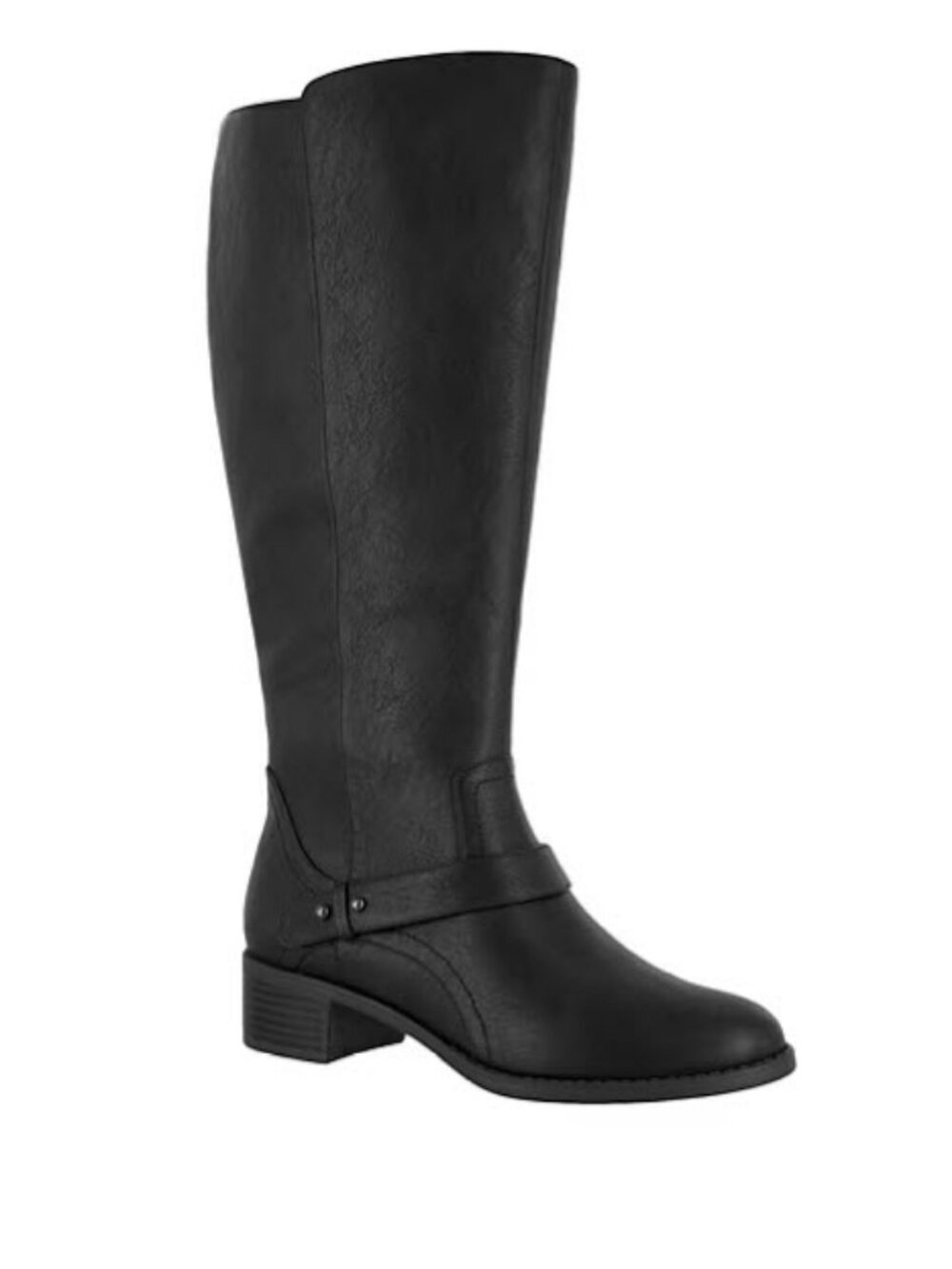 NWT Women Easy Street Black Faux Leather Zip Plus Calf Jewel Riding Boots 8.5WW